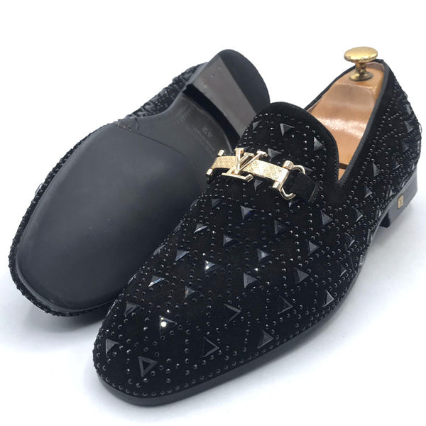 LV crystal Exotic dress Shoes | Black