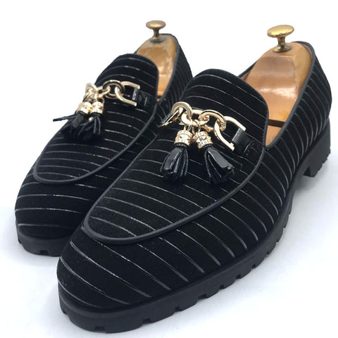 VSC striped tasseled designer Bold sole | Black