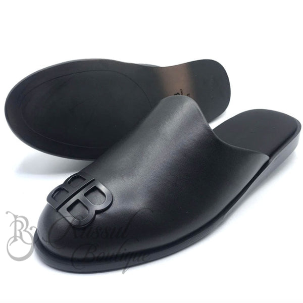 Bb Crested Leather Half Shoe | Black Sandal