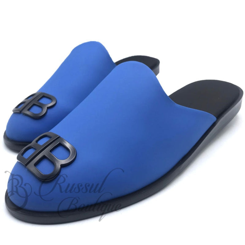 Bb Crested Leather Half Shoe | Blue Sandal