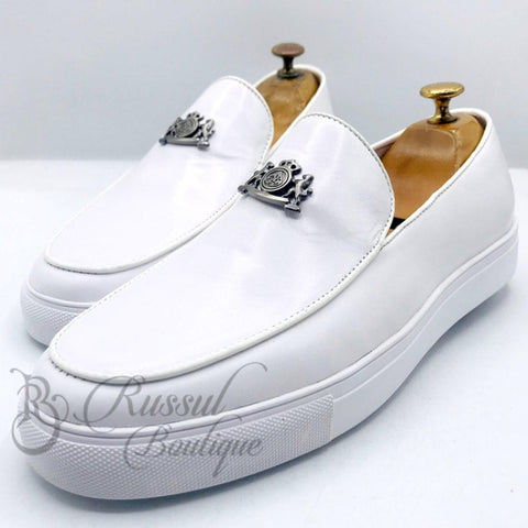 Ar Premium Leather White Soles | White Loafers