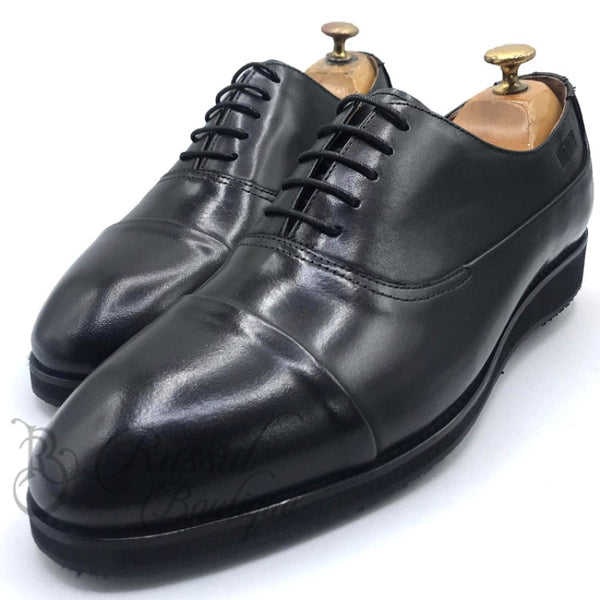 Big-Capped Leather Laceup Shoe | Black Oxford