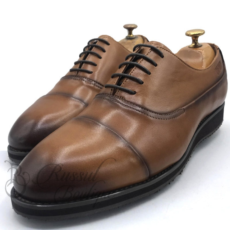 Big-Capped Leather Laceup Shoe | Brown Oxford
