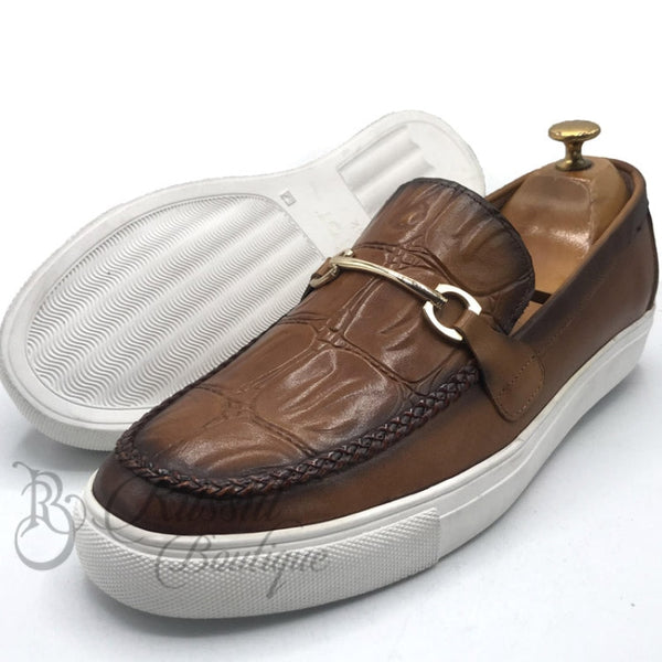 Dr Skin Horsebit White Soles | Brown Loafers