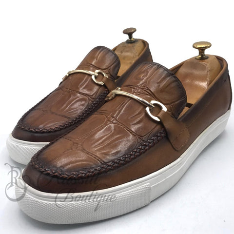 Dr Skin Horsebit White Soles | Brown Loafers