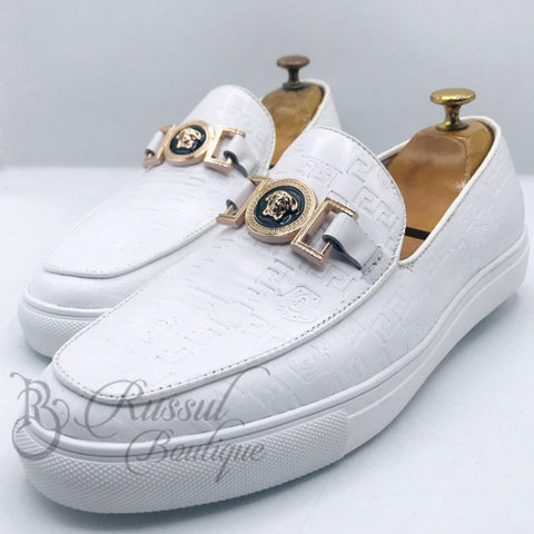 Vsc Textured Leather White Soles | White Loafers