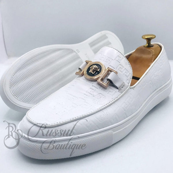 Vsc Textured Leather White Soles | White Loafers