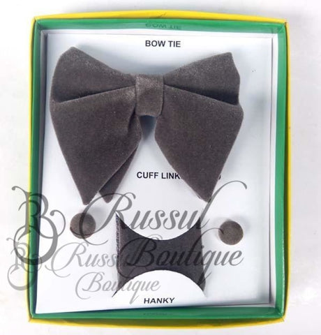 Butterfly Velvet Bow Tie |Grey