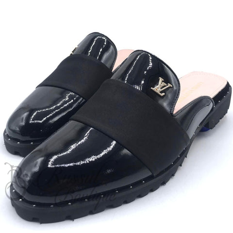Lv Banded Wetlook Mules | Black Exotic Shoe