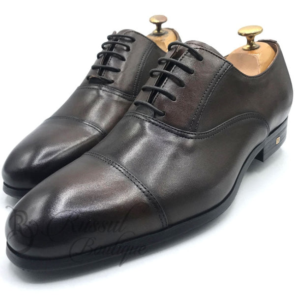 Lv Capped Leather Laceup Shoe | Tan Oxford