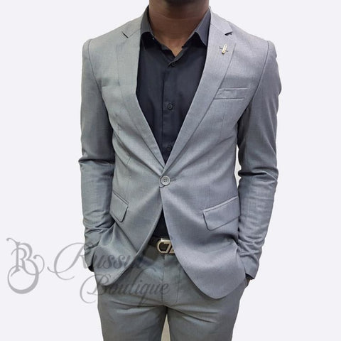 Mens Suit With Single Button |Grey