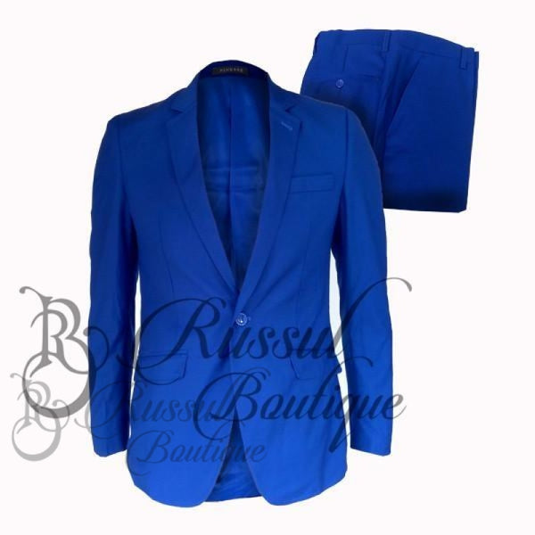 Mens Suit With Single Button |Royal Blue