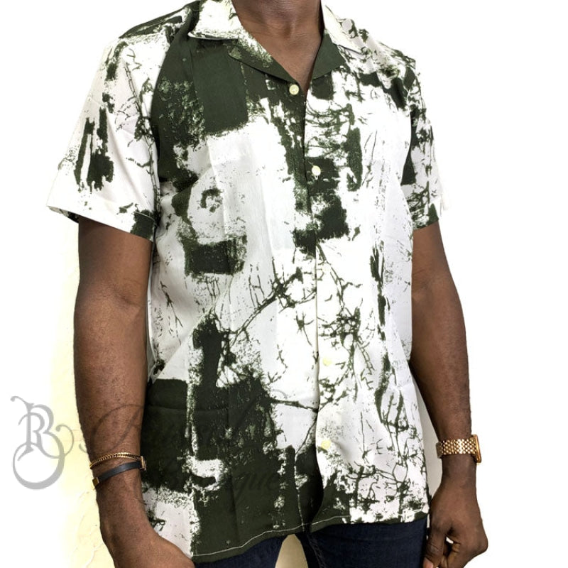 Nino Ropa Cuba Abstract Shirt | Green Shirts