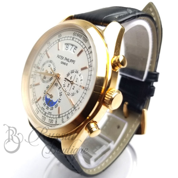 Ptk Chronograph Leather Watch | Rosegold Watch
