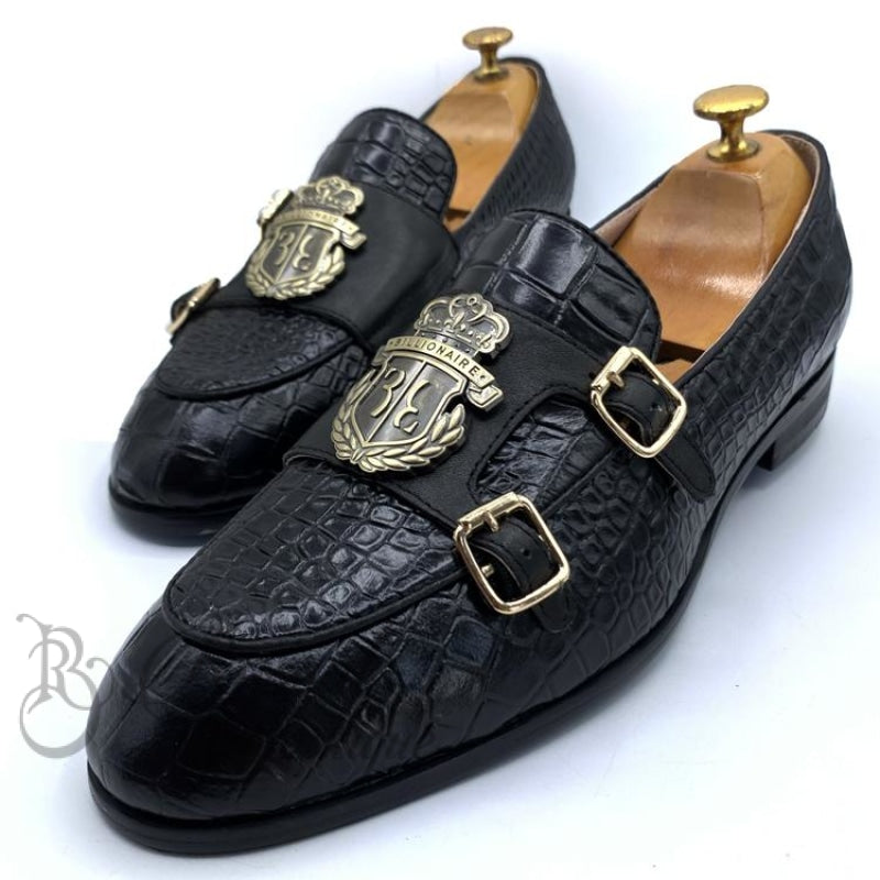 Billionaire Leather Doublestrap Monk Shoe | Black Shoes